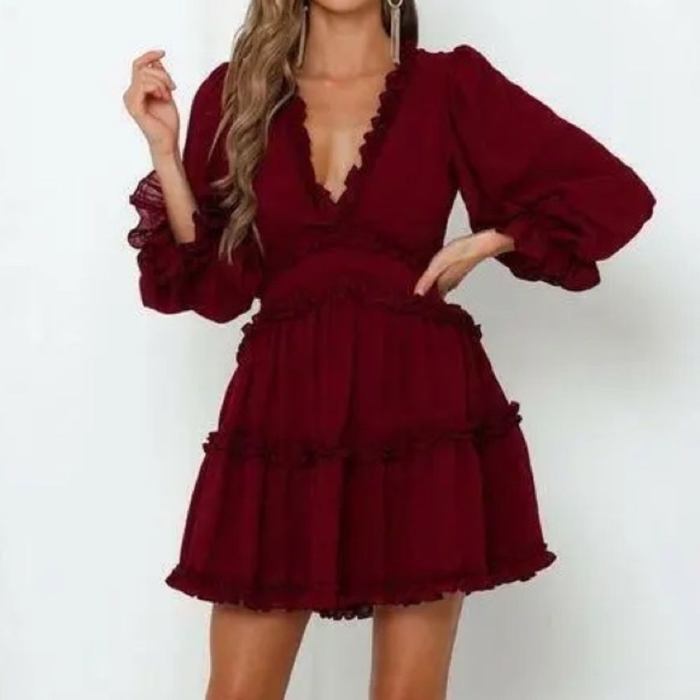 Impeccable Pig Plum Ruffle Mini Dress